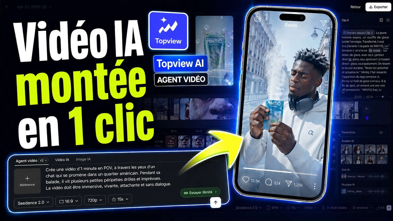 Topview Agent V2 + Seedance 2.0 : l&rsquo;agent IA pour cr&eacute;er des vid&eacute;os plus longues