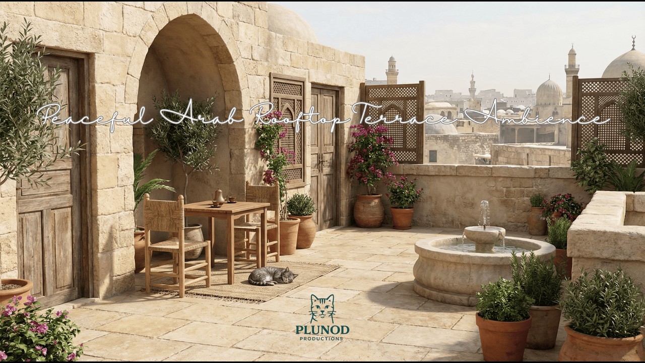 Peaceful Arab Rooftop Terrace Ambience – Oud, Ney, & Qanun | Focus / Study (1 Hour)