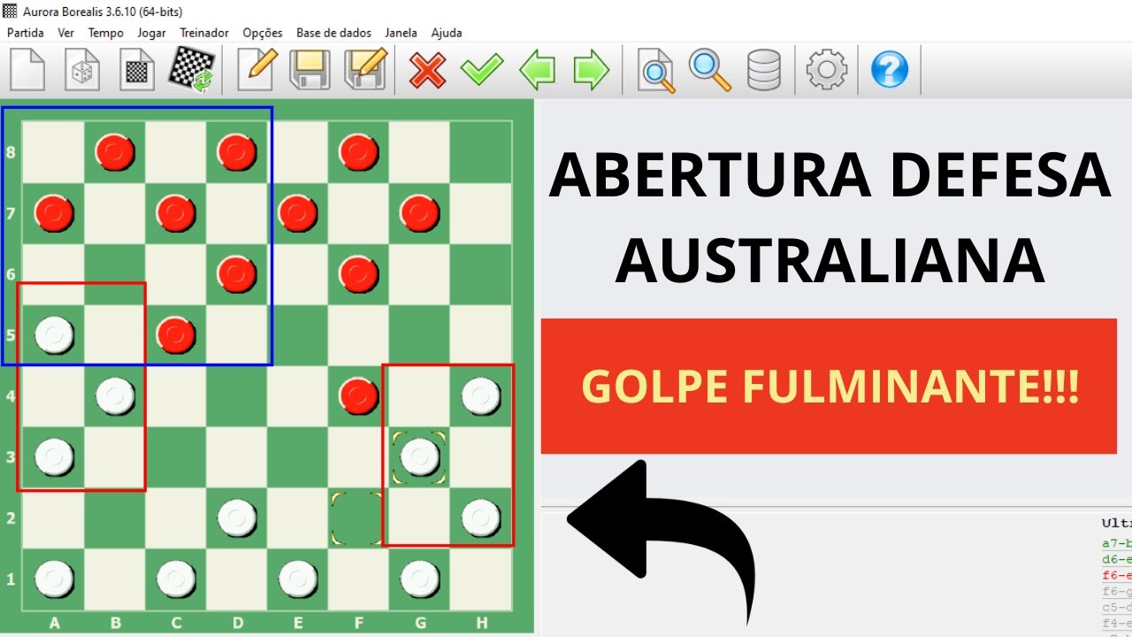 Jogo de Damas - Golpe Fulminante na Abertura Defesa Australiana