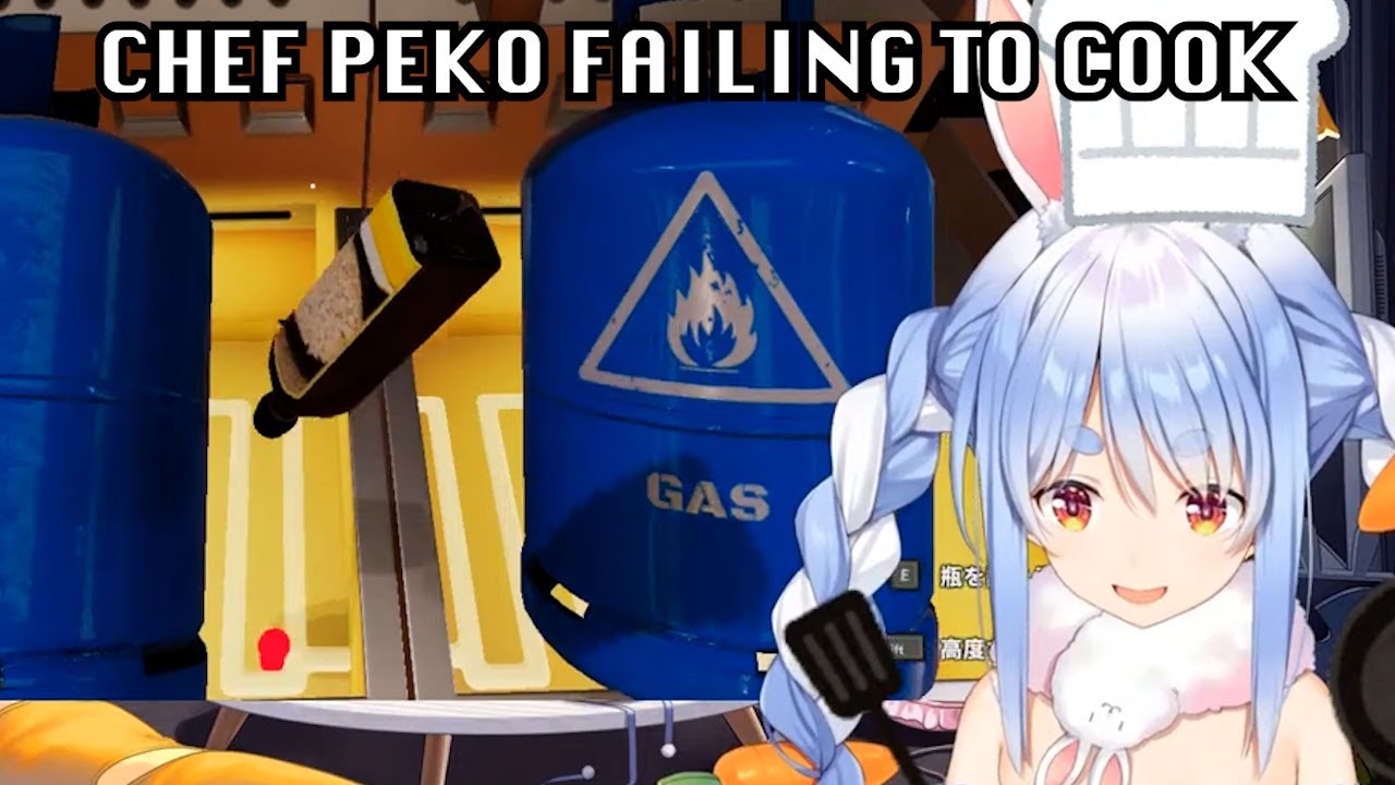 Pekora getting stressed failing to cook decides to cook something other than food (Cooking Simulator