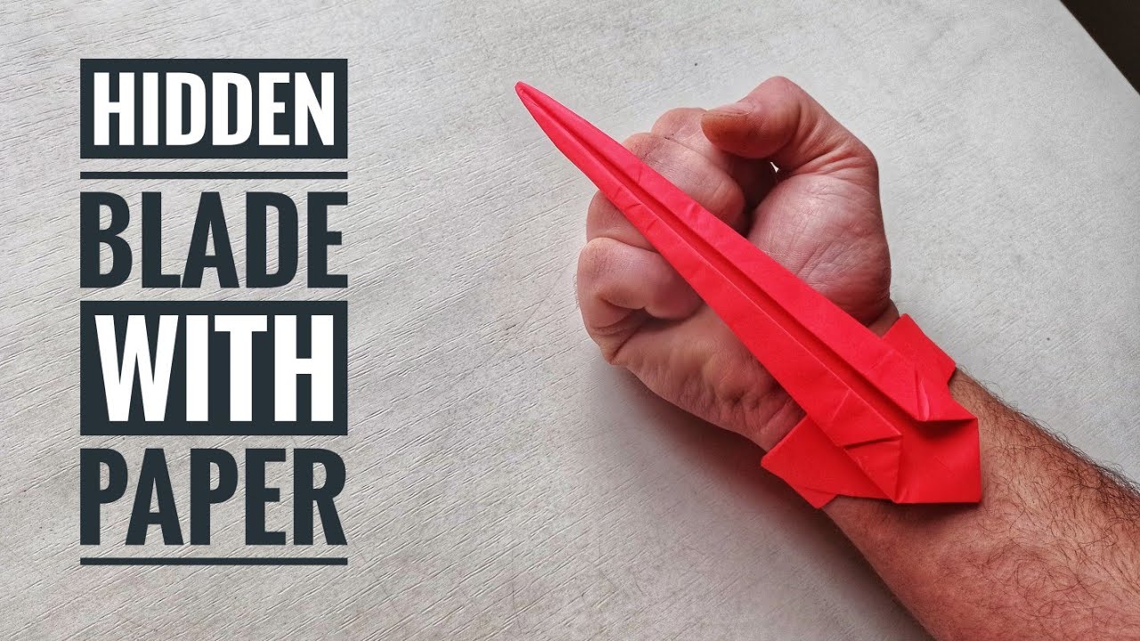 How to make hidden blade with paper. Easy origami assassin sword. Paper craft diy.