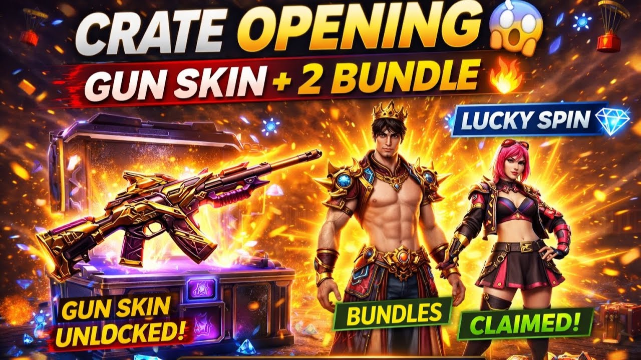 Free Fire 😱 Crate Opening Luck! Gun Skin + 2 Bundle Claimed 🔥 | Bagri Gamer 10K #freefire