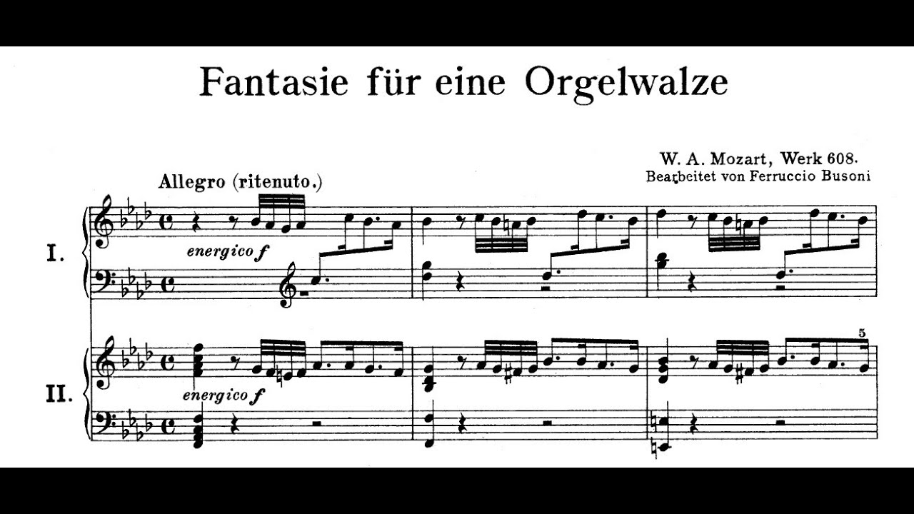 W. A. Mozart - Fantasie F-moll  KV 608 (Arr. F. Busoni, M. Perahia & R. Lupu for Piano Duo)