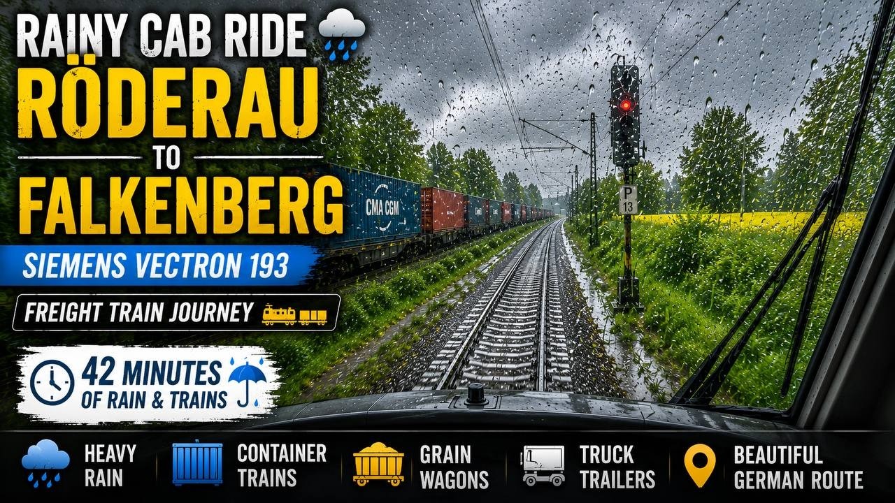 Rainy Freight Cab Ride in Germany 🌧️ Siemens Vectron 193 | R&ouml;derau &ndash; Falkenberg