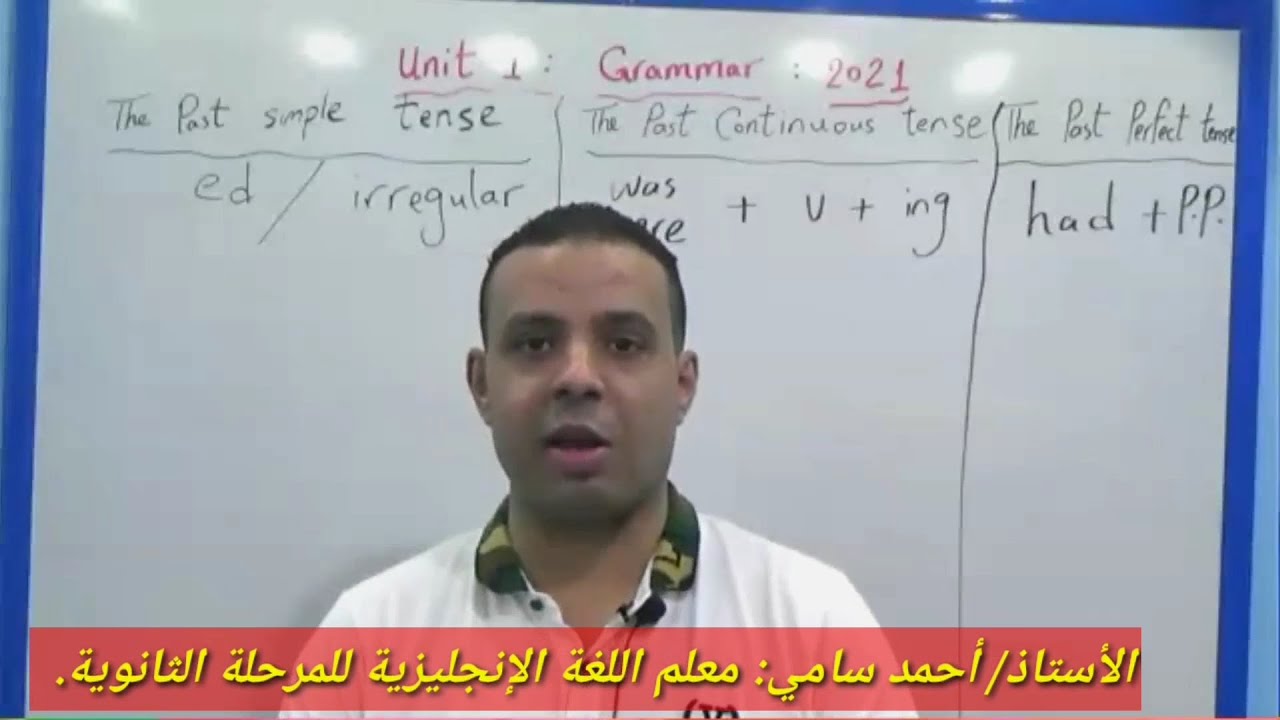 الحلقة الأولى (دفعة التابلت 2021): شرح قواعد جرامر الوحدة الأولى للصف الثالث الثانوي: أزمنة الماضي