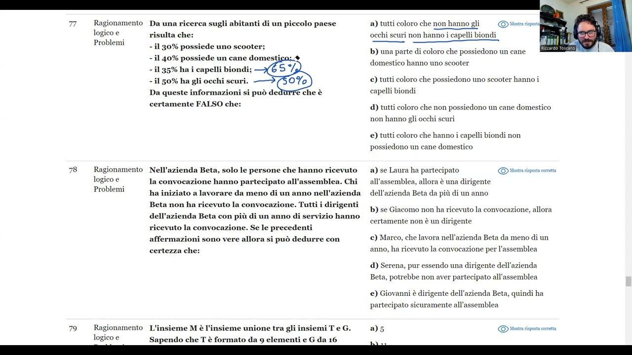 🧩 Luglio 2024 | Logica n° 77 | Da una ricerca sugli abitanti di un piccolo paese risulta che: - il …