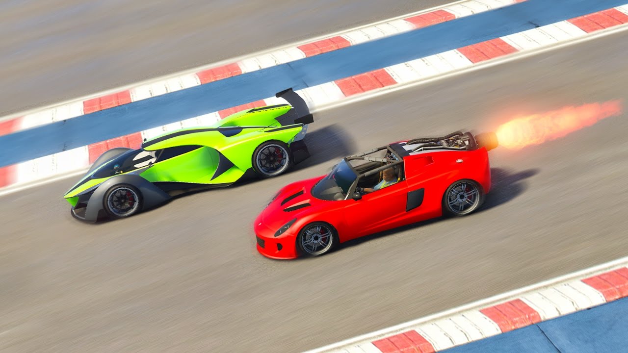 ROCKET CAR Vs PROTO ¿CUAL ES MAS RAPIDO? GTA 5 TEST (GRAND THEFT AUTO V PC MODS Dutygameplays)