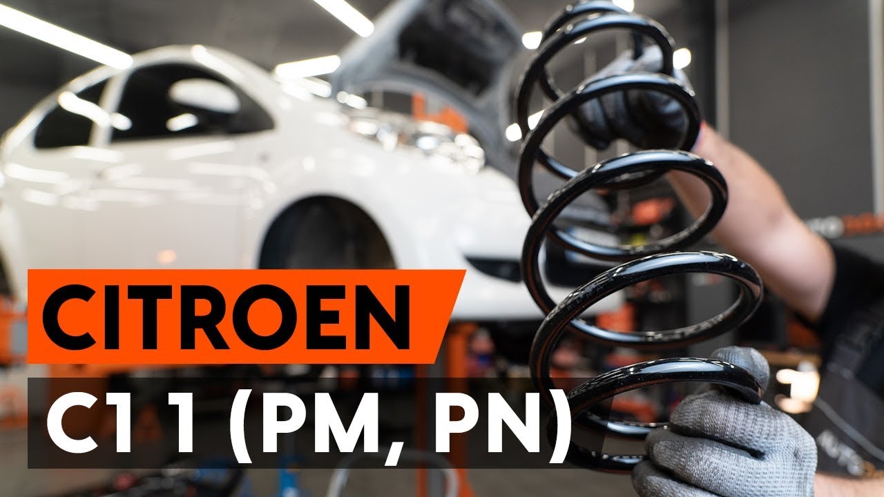How to change front springs / front coil springs on CITROEN C1 (PM, PN) [TUTORIAL AUTODOC]