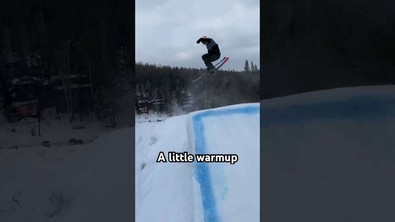 Lil warmup #freestyle #freeski #skiing #warmup #snowpark #180 #art #style #shorts #followcam