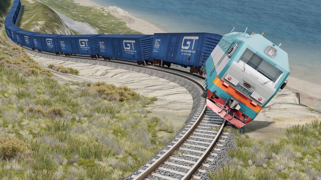 Trains vs Mountain Derailments #38 &ndash; BeamNG.drive Train Accident | BeamNG High Speed