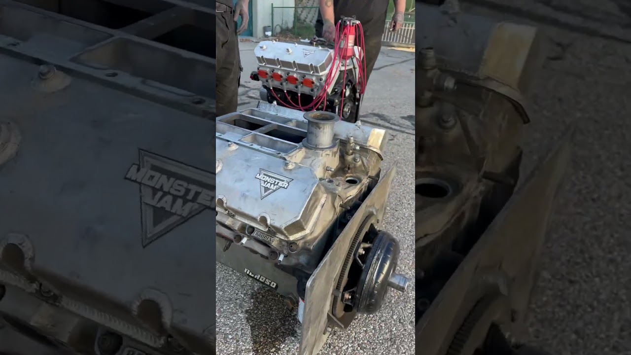 Midway through an engine swap on Grave Digger 🛠️ #MonsterJam