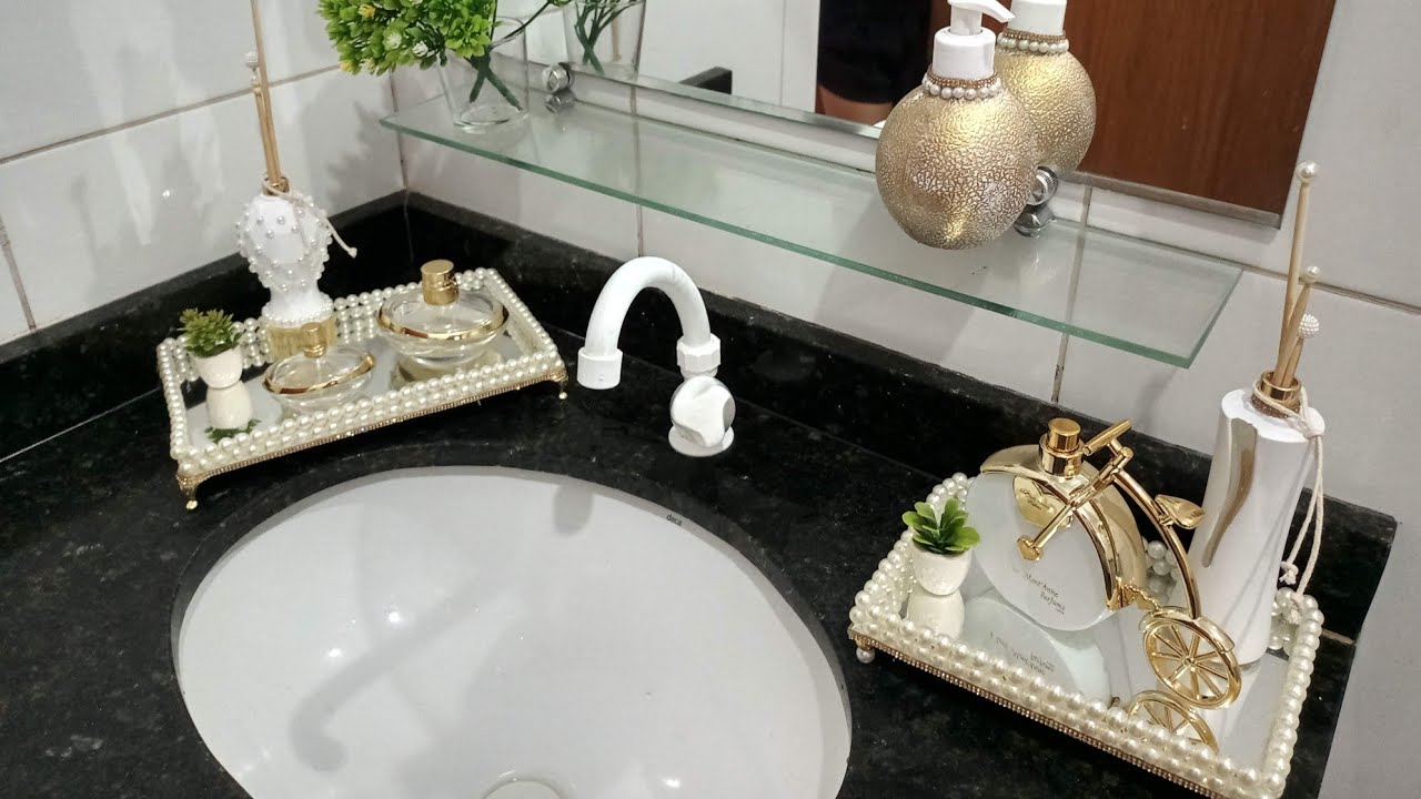 faça você mesmo kit lavabo com espelho e pérolas