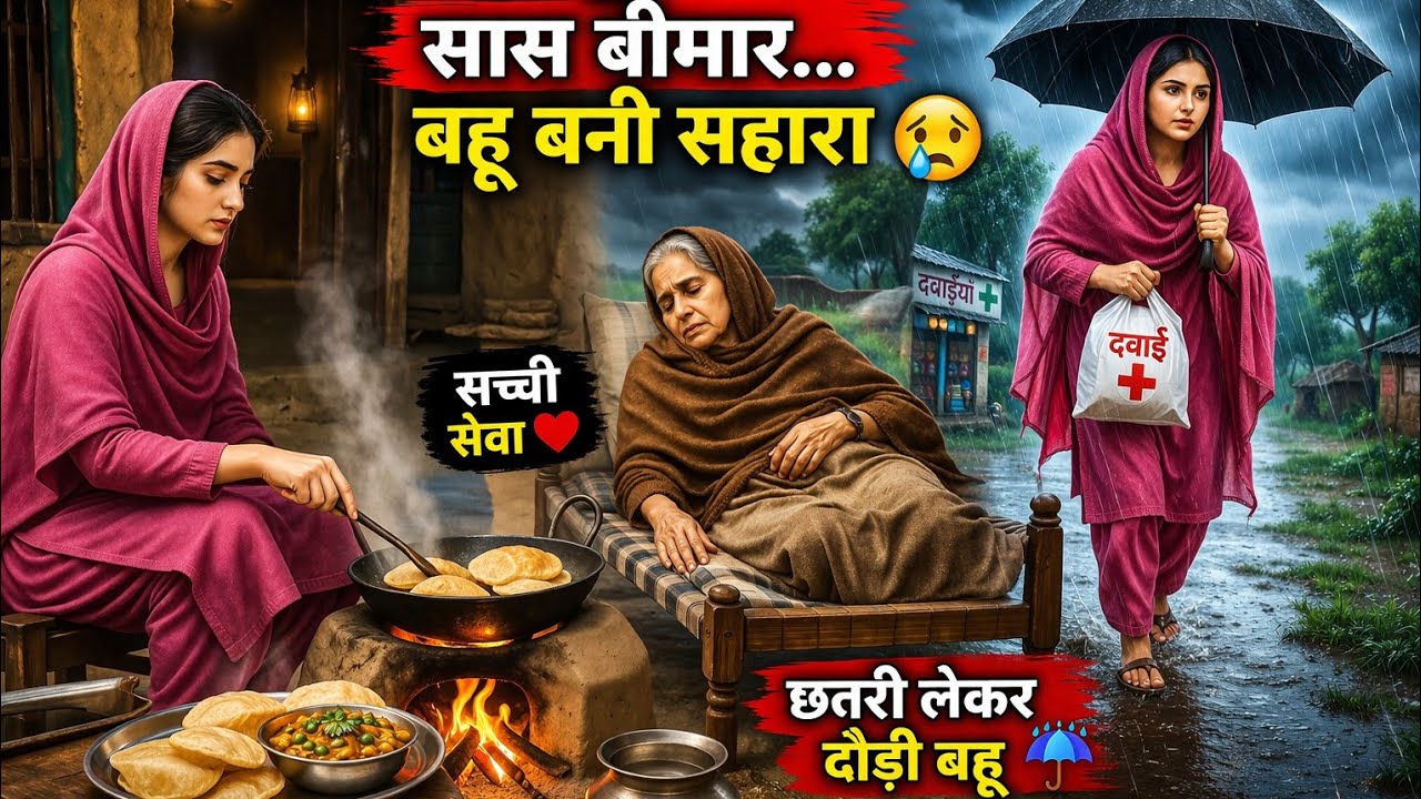 बारिश में भी बहू ने की सासू मां की सेवा | Emotional Saas Bahu Story | Village Life Kahani