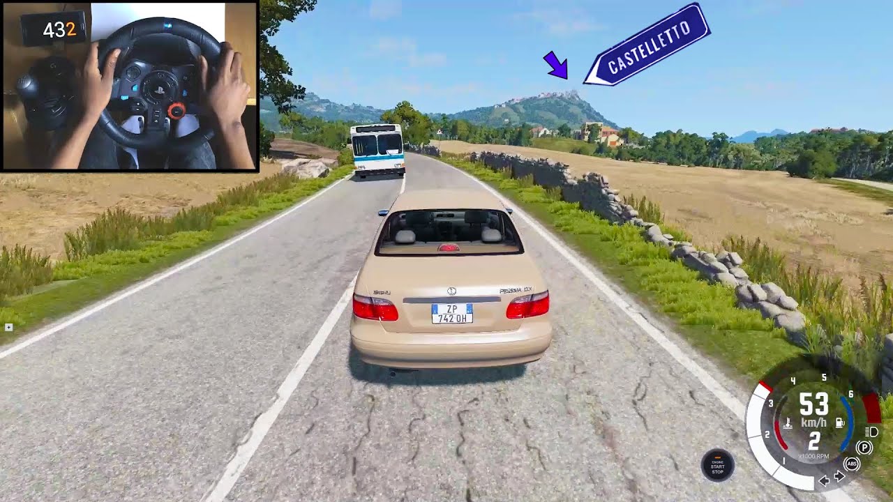 Realistic car drive to Castelletto Italy - BeamNG Steering Wheel Gameplay