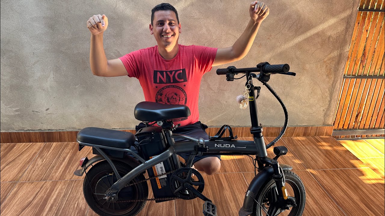 Bicicleta elétrica dobrável  nuda que eu comprei segundo video 