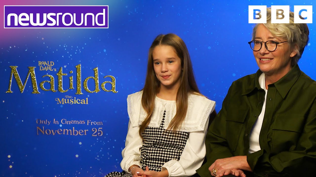 Matilda Stars Alisha Weir & Emma Thompson chat to Ricky | Newsround