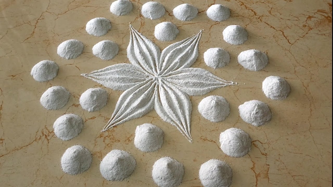 Simpel Flower Rangoli Design | Haldi Kumkum Rangoli | Diwali Rangolis | Rangolis | Top Rangolis