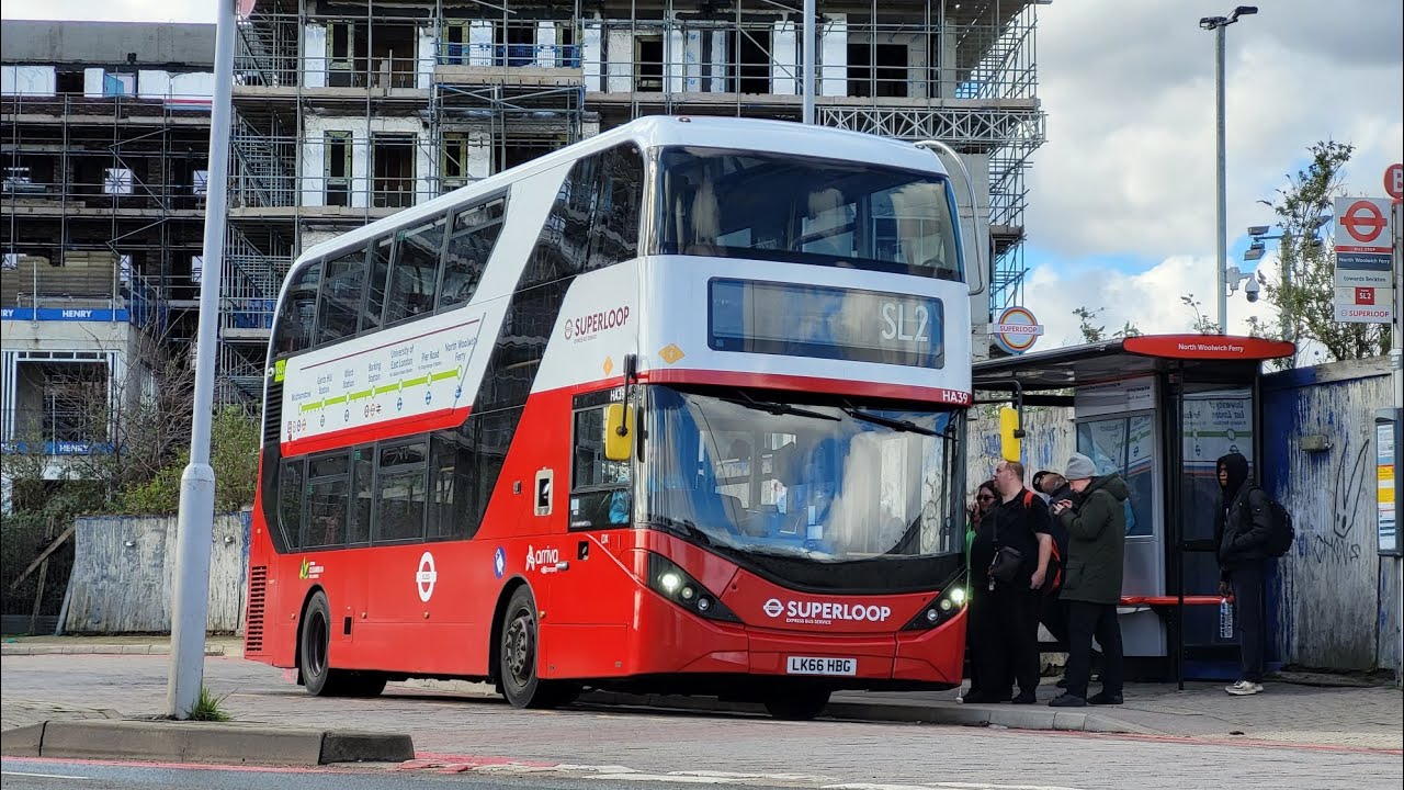 Full Route Visual. Route SL2: Walthamstow Central - North Woolwich | Enviro400H City HA39 LK66 HBG
