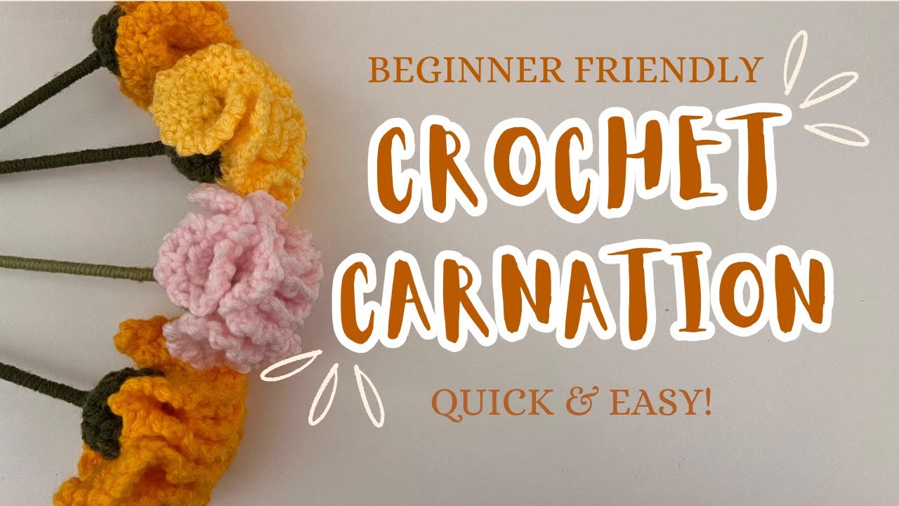 How to crochet a carnation Flower! 🤍 Easy and Beginner Friendly! ⭐️💫