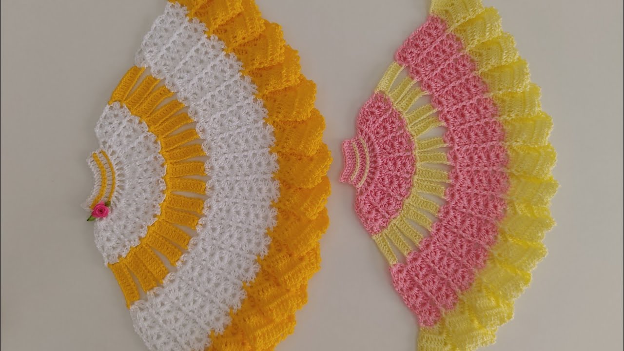 saía de crochê para boneca pintada em pano de prato