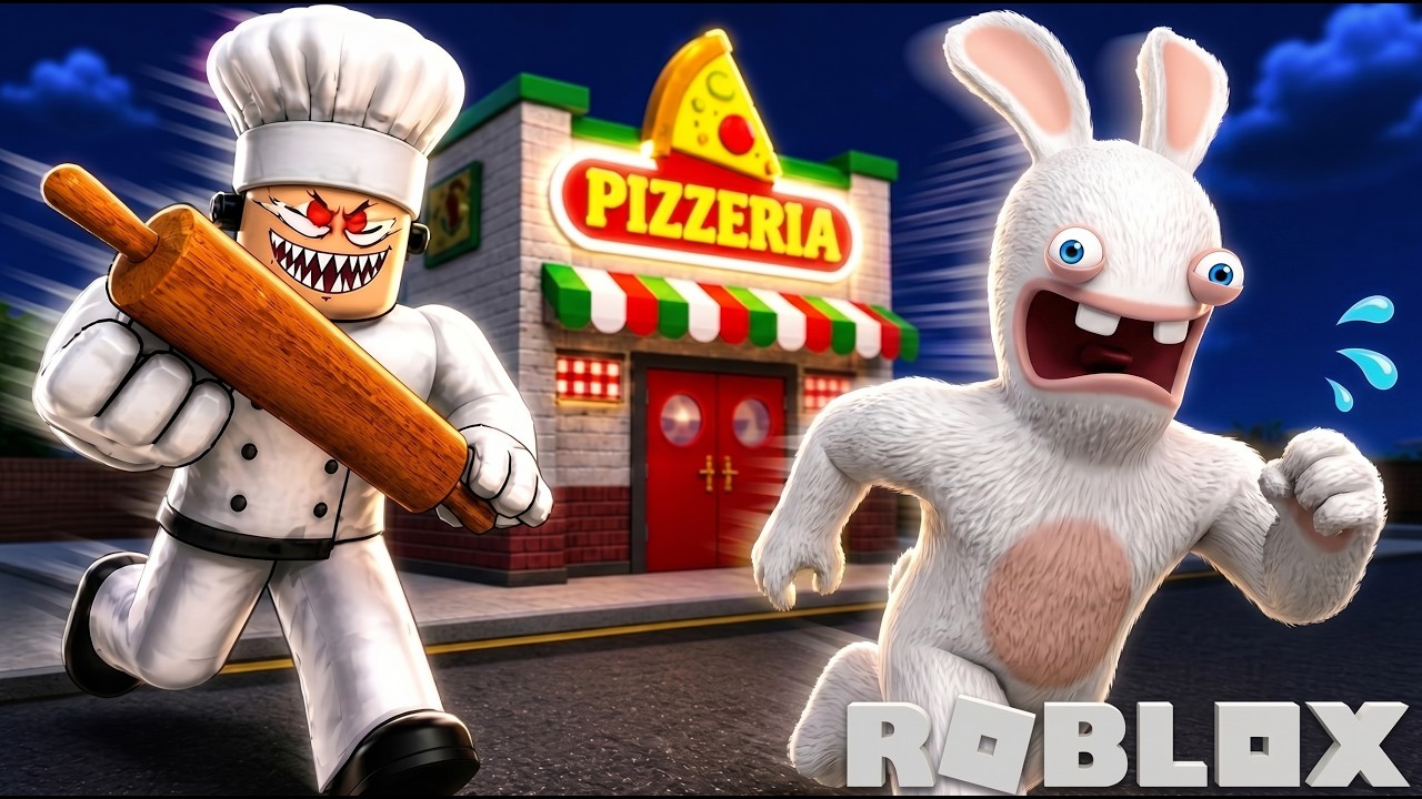 Rabbid Plays Roblox: ESCAPE PAPA PIZZA PIZZERIA!