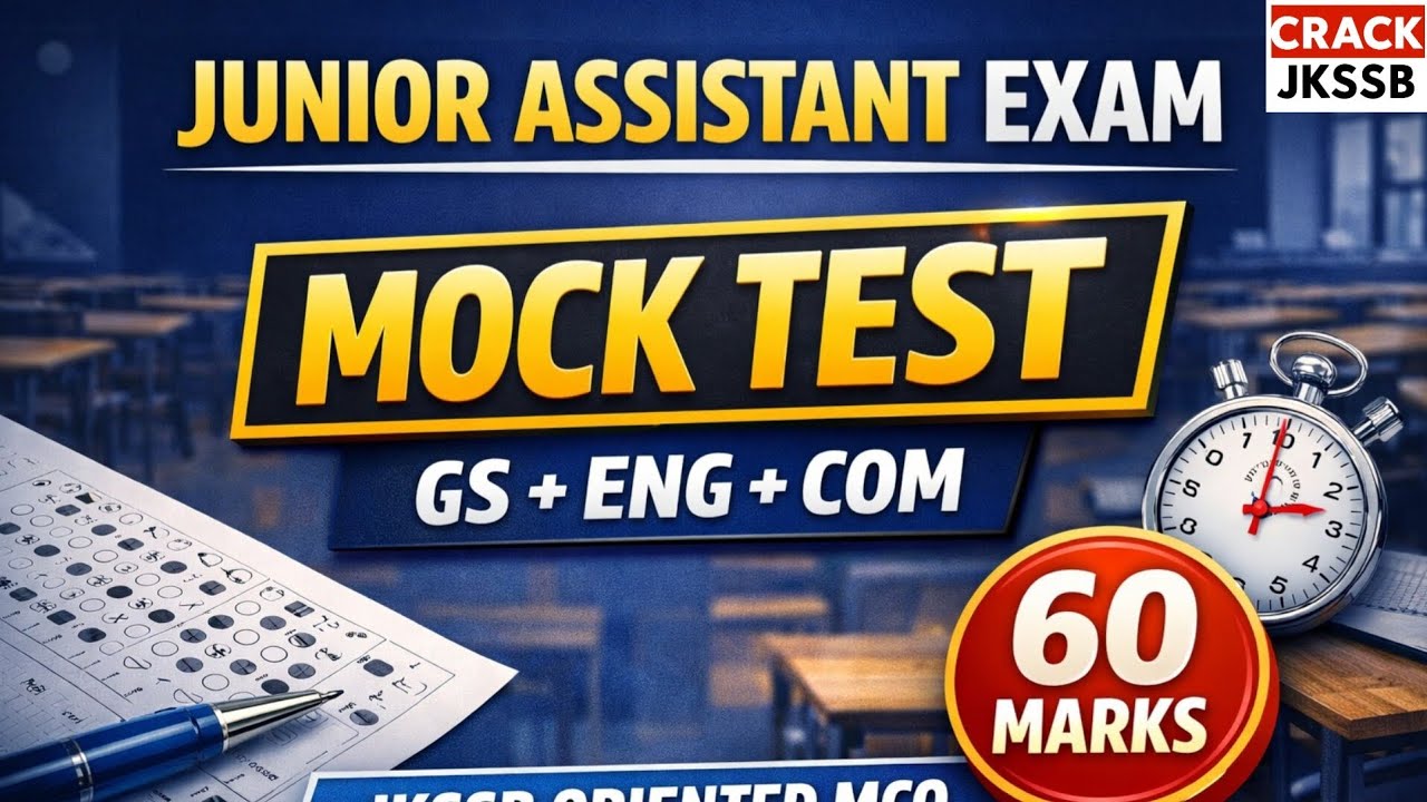 Junior Assistant Exam | Full Mock Test SET 1 #jkssb #juniorassistant 