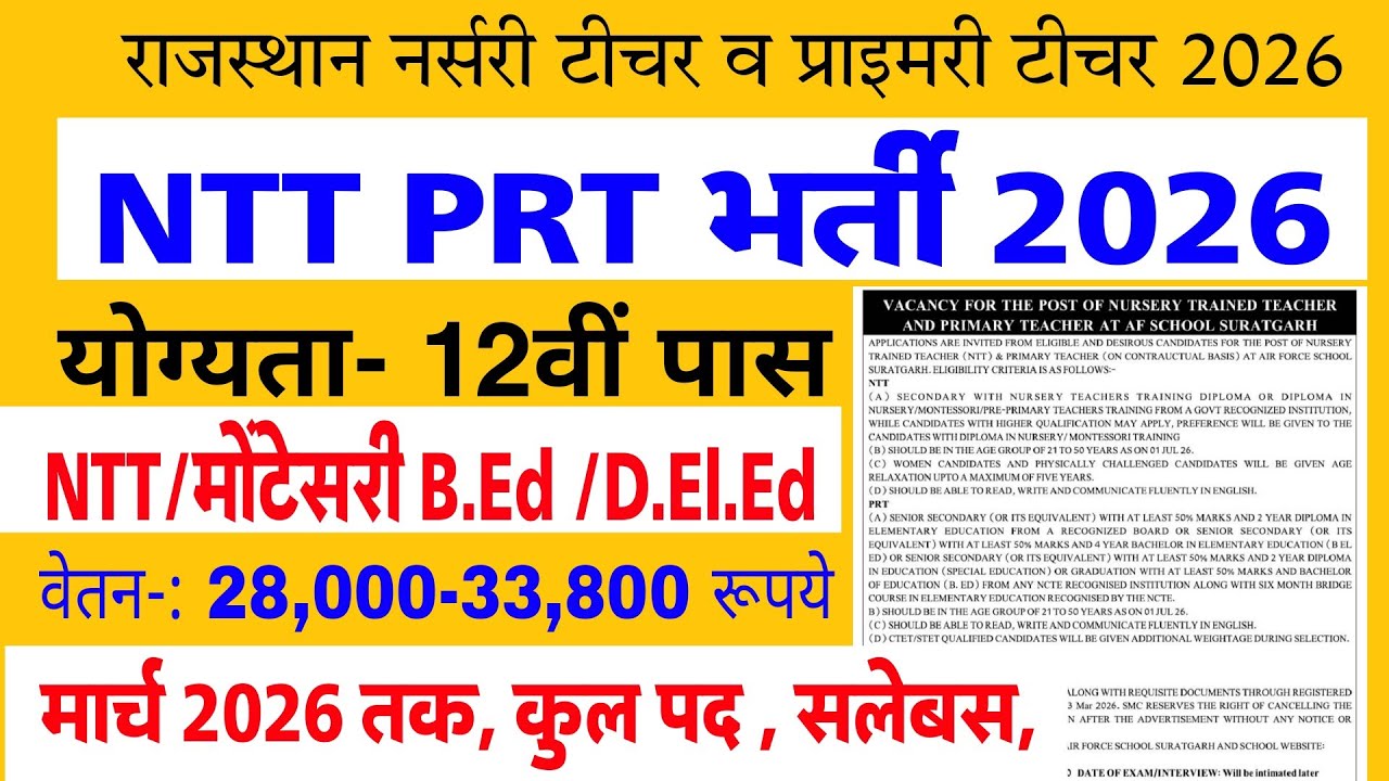 Teacher New Recruitment 2026 🎓 | NTT & PRT शिक्षक भर्ती | बेरोजगारों के लिए बड़ी खबर!