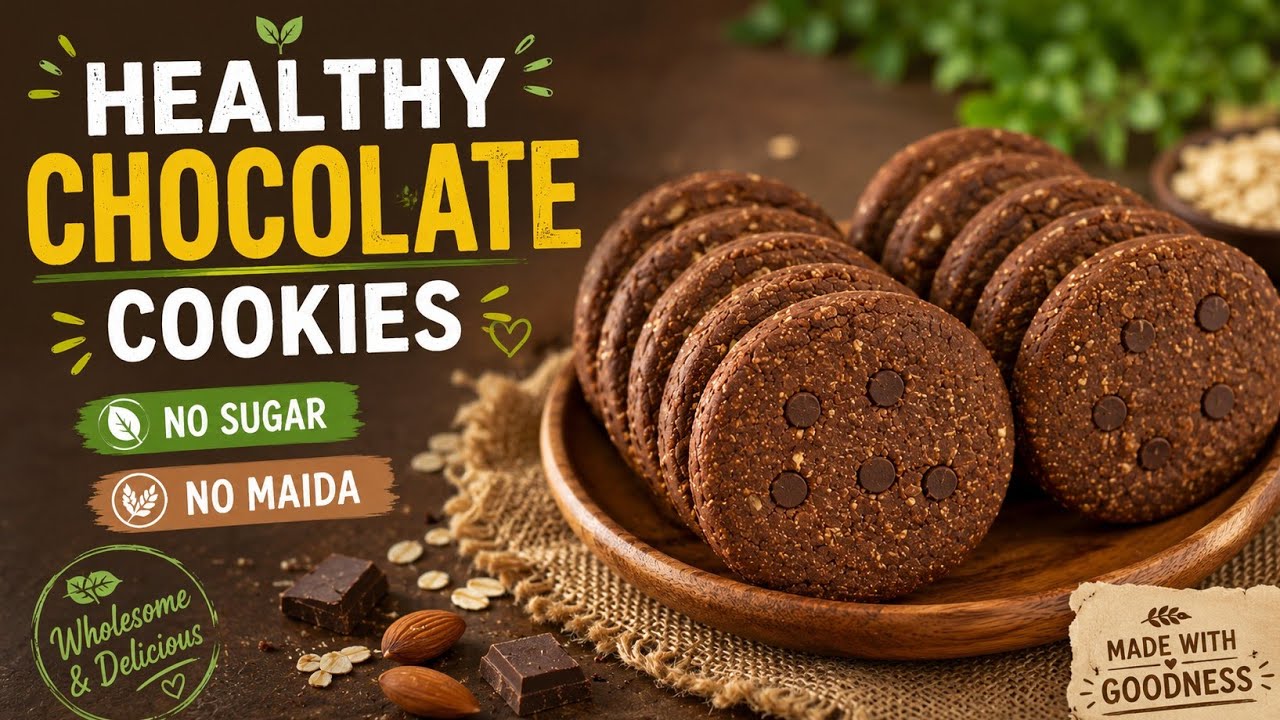No Sugar Healthy Cookies | Eggless Chocolate Ragi Cookies Recipe