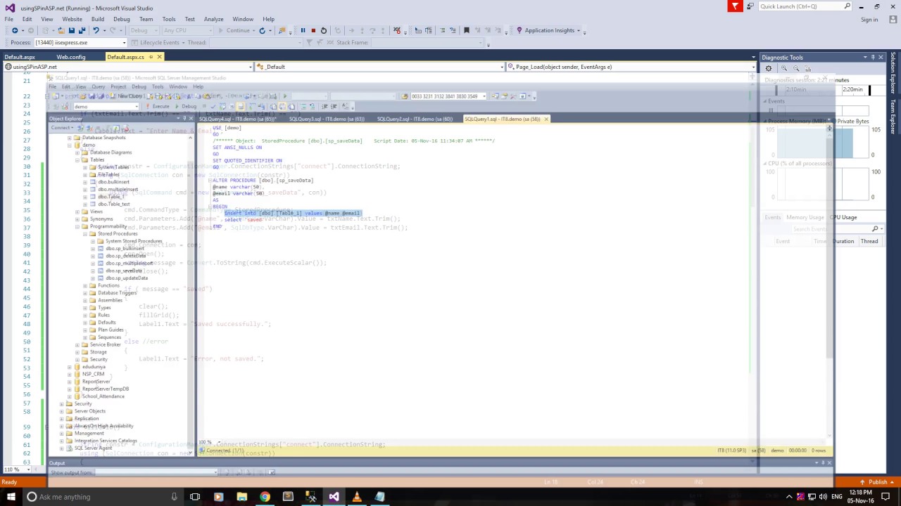 How to Insert, Update & Delete data using SP & Gridview in Asp.NET full video