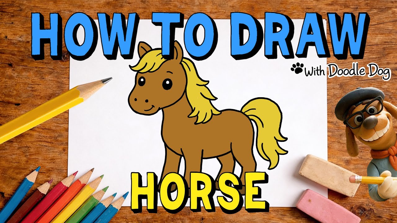 How to Draw a Horse – Easy Drawing for Kids | Doodle Dog