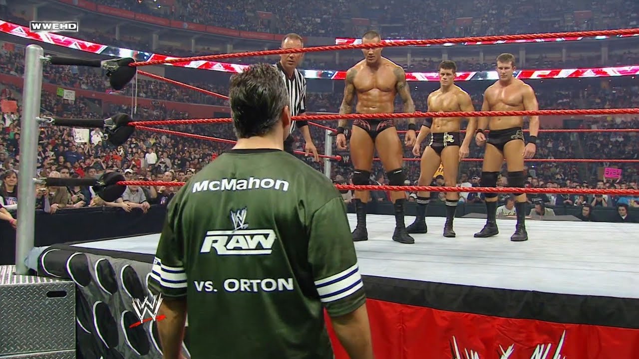 Shane McMahon vs Randy Orton, Cody Rhodes & Ted Dibiase &mdash; Handicap Match: Raw May 4, 2009 HD (1/2)