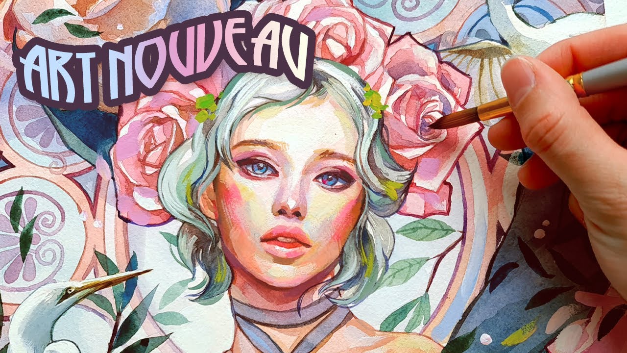 The Rise and Fall of ART NOUVEAU 🥀+ Watercolor & Gouache Painting Process