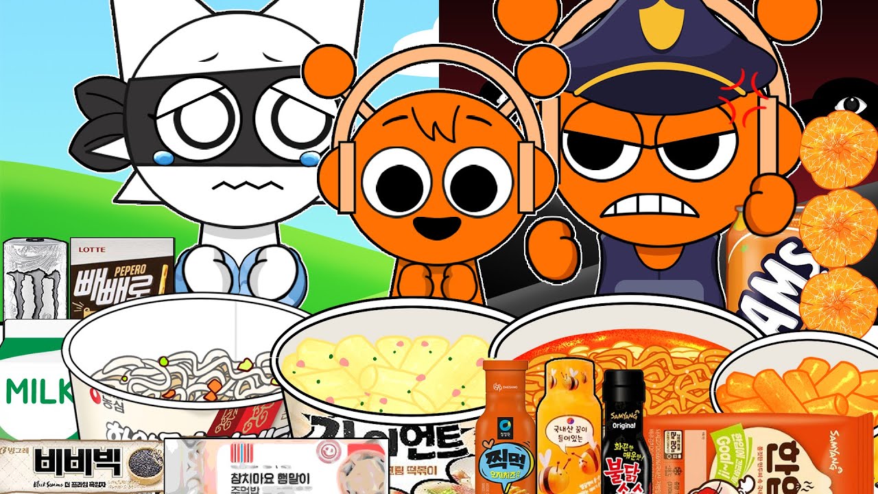 Incredibox Sprunki - Wenda vs Oren Convenience Store WHITE ORANGE MUKBANG | ASMR | Animation