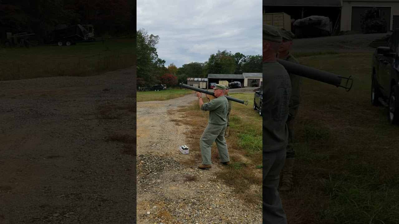shooting a bazooka.