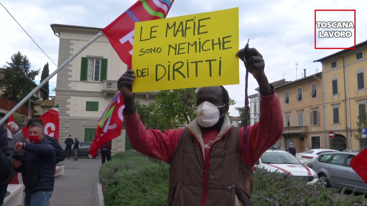 'Ndrangheta in Toscana, presidio Cgil Pisa a S.Croce sull'Arno