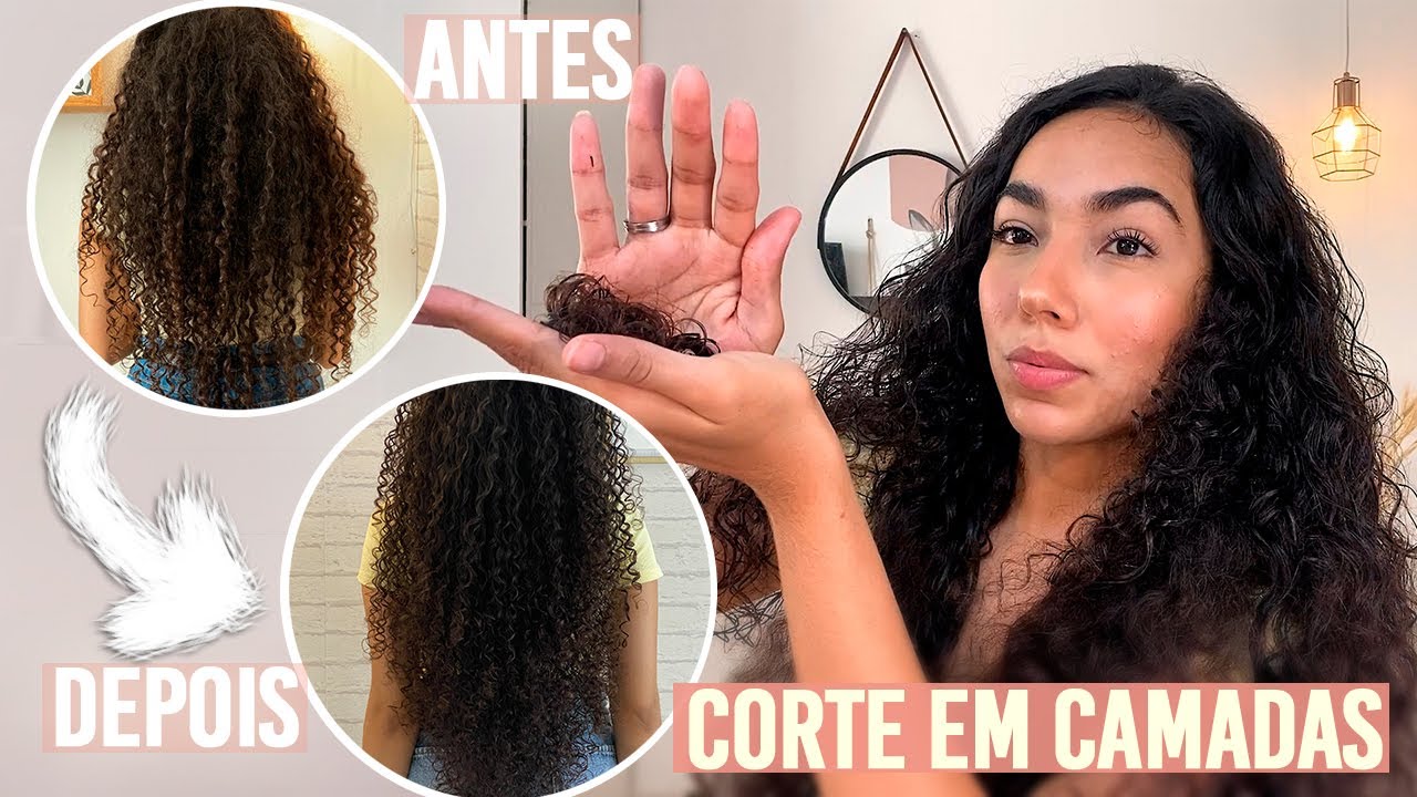 COMO CORTO MEU CABELO CACHEADO SOZINHA ATUALIZADO | Corte em Camadas | Raylena Linhares 💕