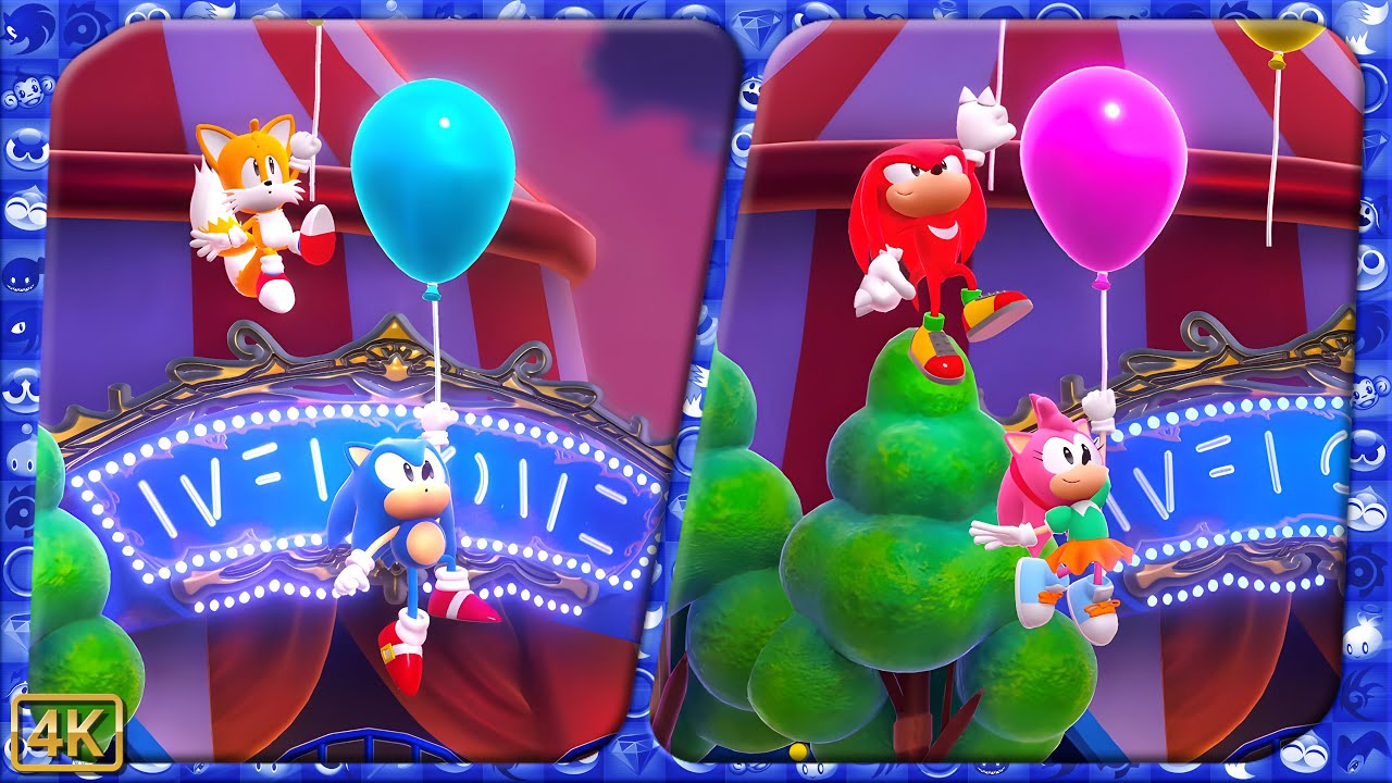 Sonic Superstars ⁴ᴷ Pinball Carnival Zone (4-Players) Story Mode, All 7 Chaos Emeralds