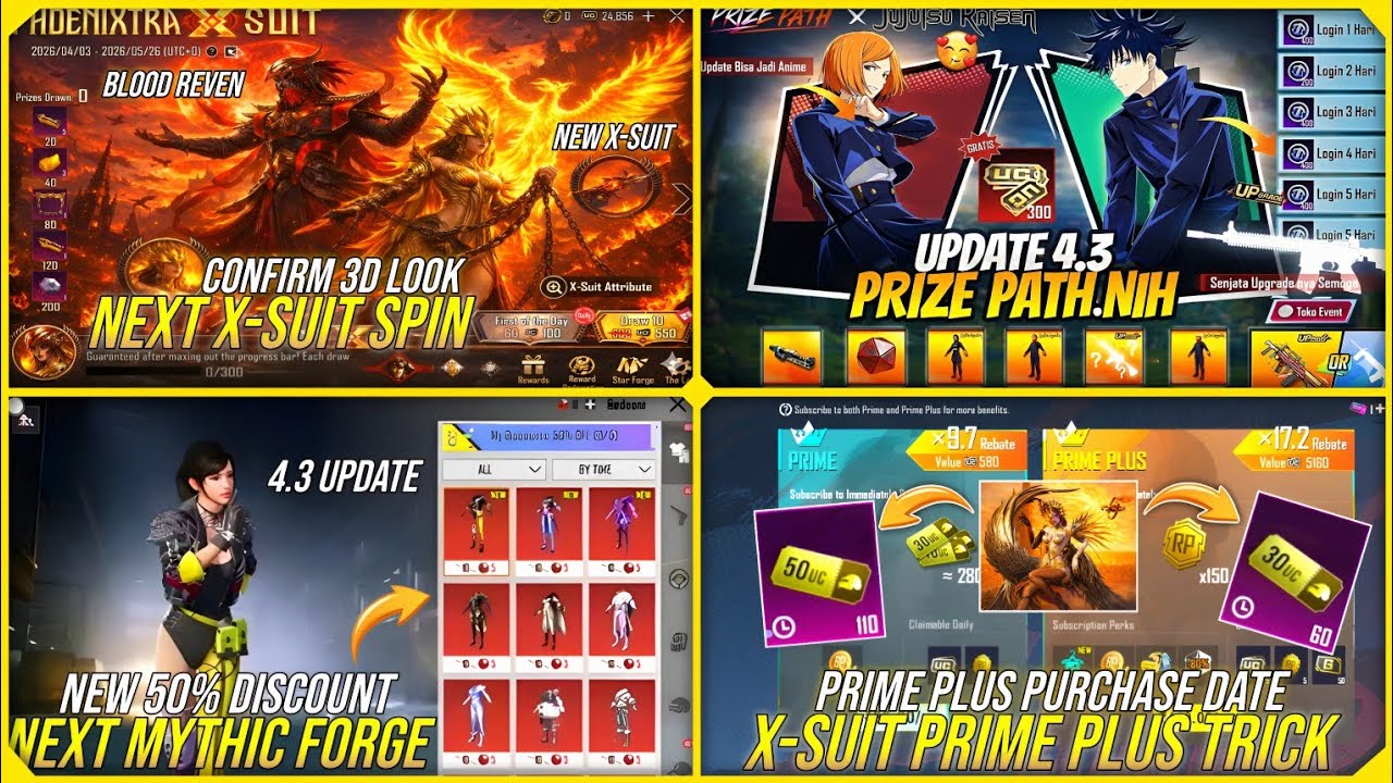 FINALLY 😱 NEXT X-SUIT SPIN | 3 PRIME PLUS TRICK | NEXT PRIZE PATH | NEXT MYTHIC FORGE 4.3 🔥