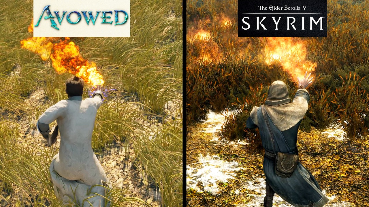 Avowed vs Skyrim - Physics and Details Comparison