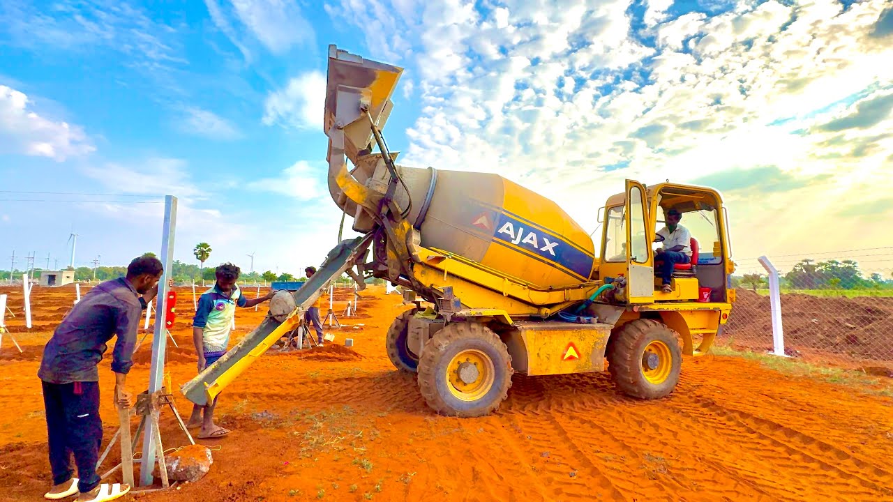 AJAY AGRO 4000 concert mixing Powering the Future 🌞 AJAX 4000 Concrete Work at Solar Plant