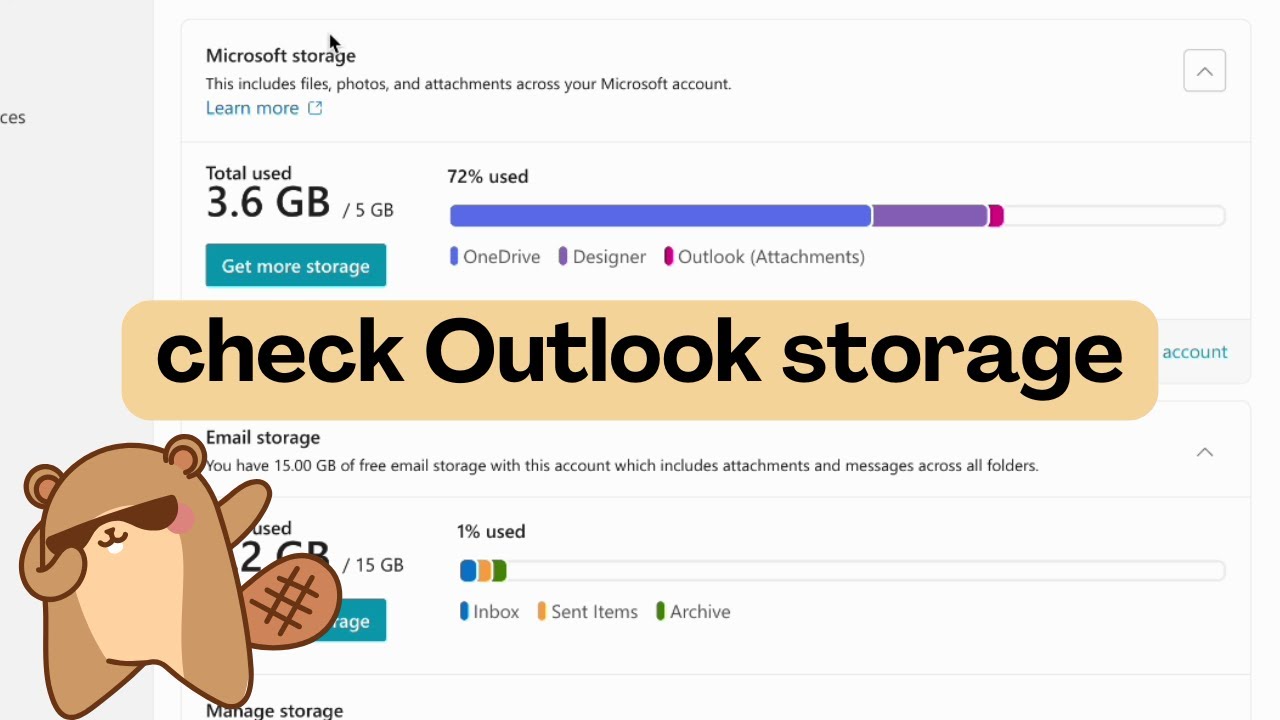 How to check how much email storage you have used up on Outlook