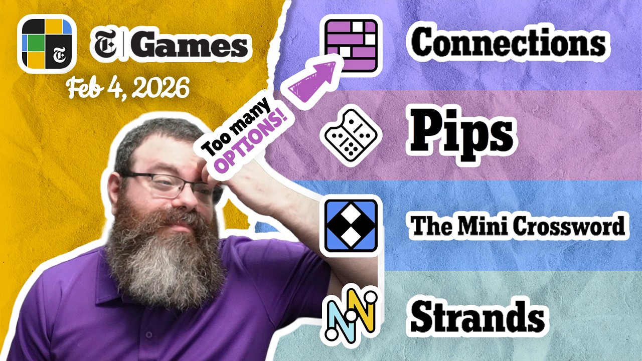 NYT Connections, Pips, Mini Crossword, and Strands | Feb 4, 2026
