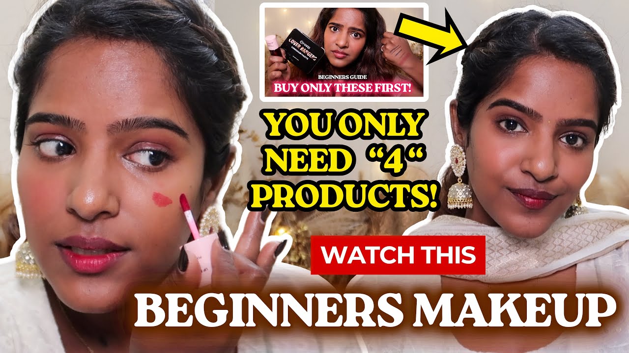 Beginners REALISTIC Makeup Tutorial With Just 4 PRODUCTS (affordable ones👀)
