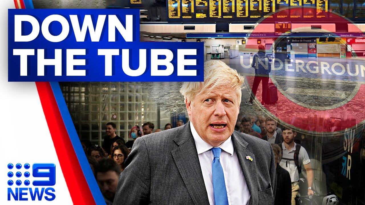 UK's biggest rail strike in 30 years leaves passengers stranded | 9 News Australia