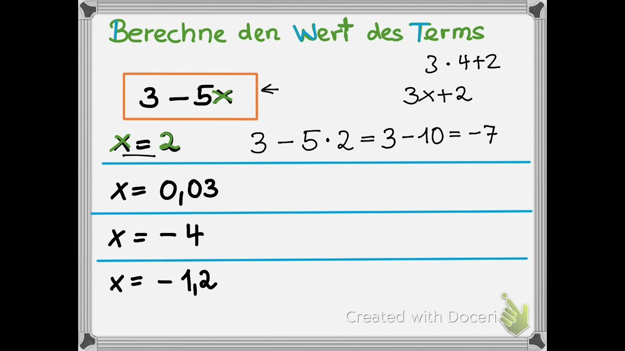2 Wert eines Terms berechnen mit Übungen
