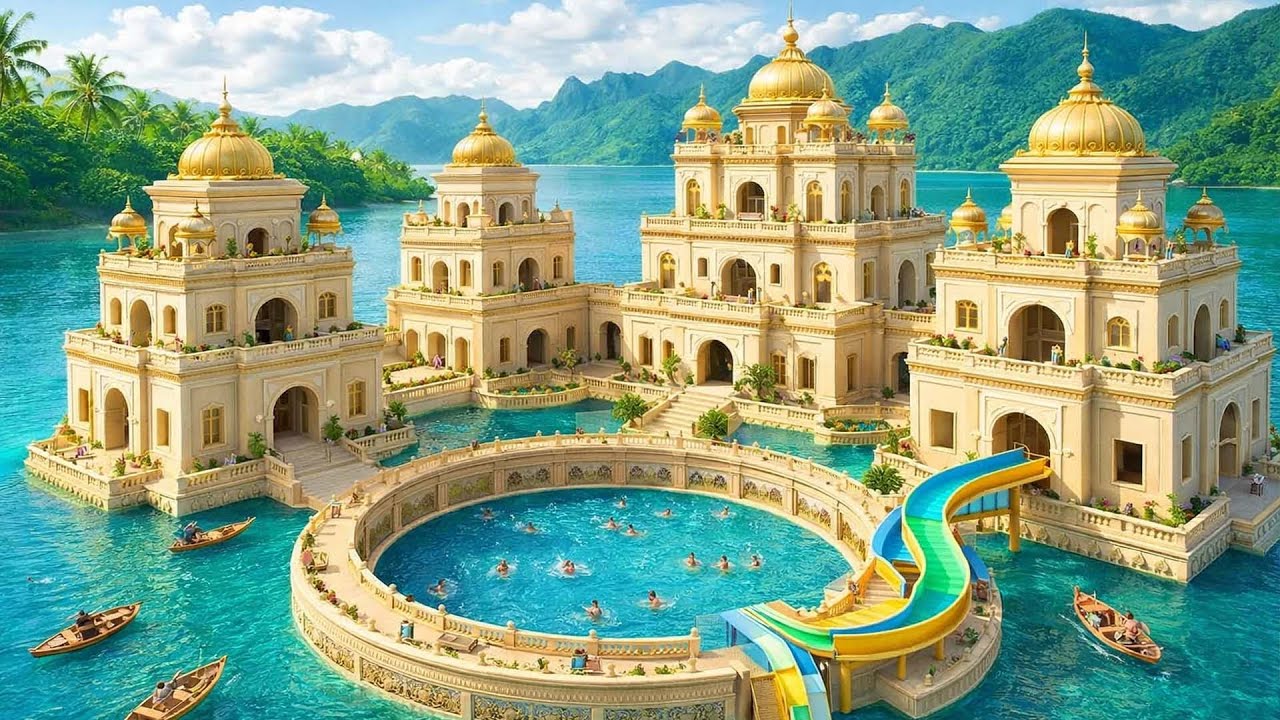 220 Days to Build a Modern Water Park Palace on an Infinity Lake Using Only Primitive Tools