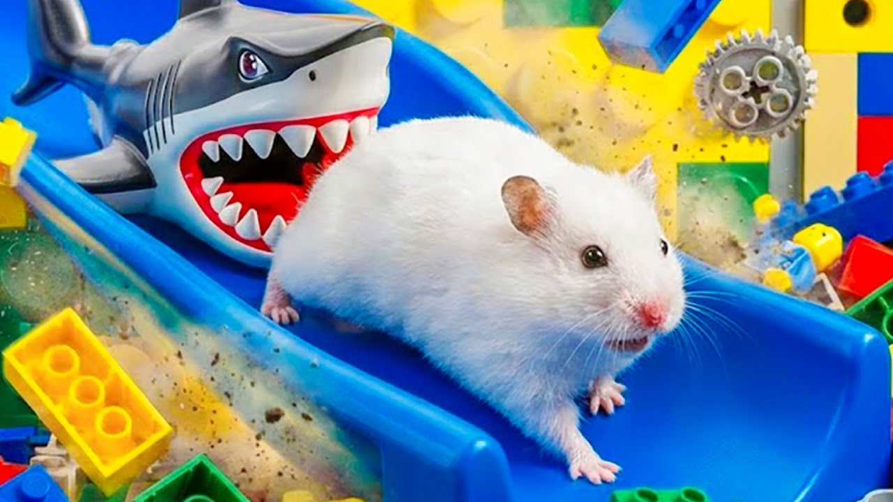 Hamster Escape the Maze via a Slide in a Heart-Pounding Shark Challenge | Hamster Maze