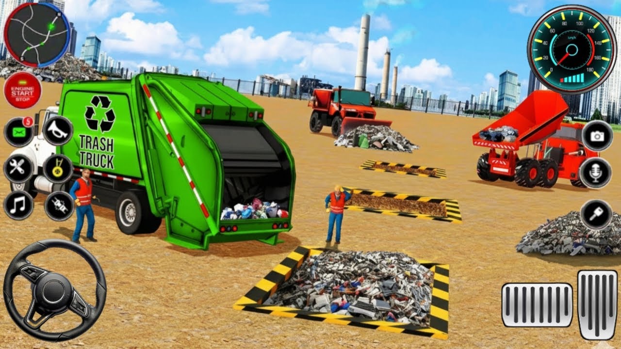 Garbage Trash Truck Realistic Simulator 3D - City Road Garbage Dumper Truck Driver- Android Gameplay