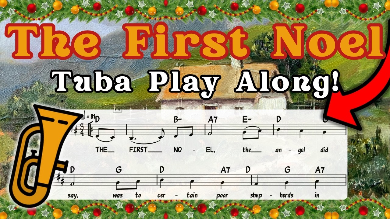 The First Noel for Solo Tuba | Sheet Music with Lyrics (Play Along)
