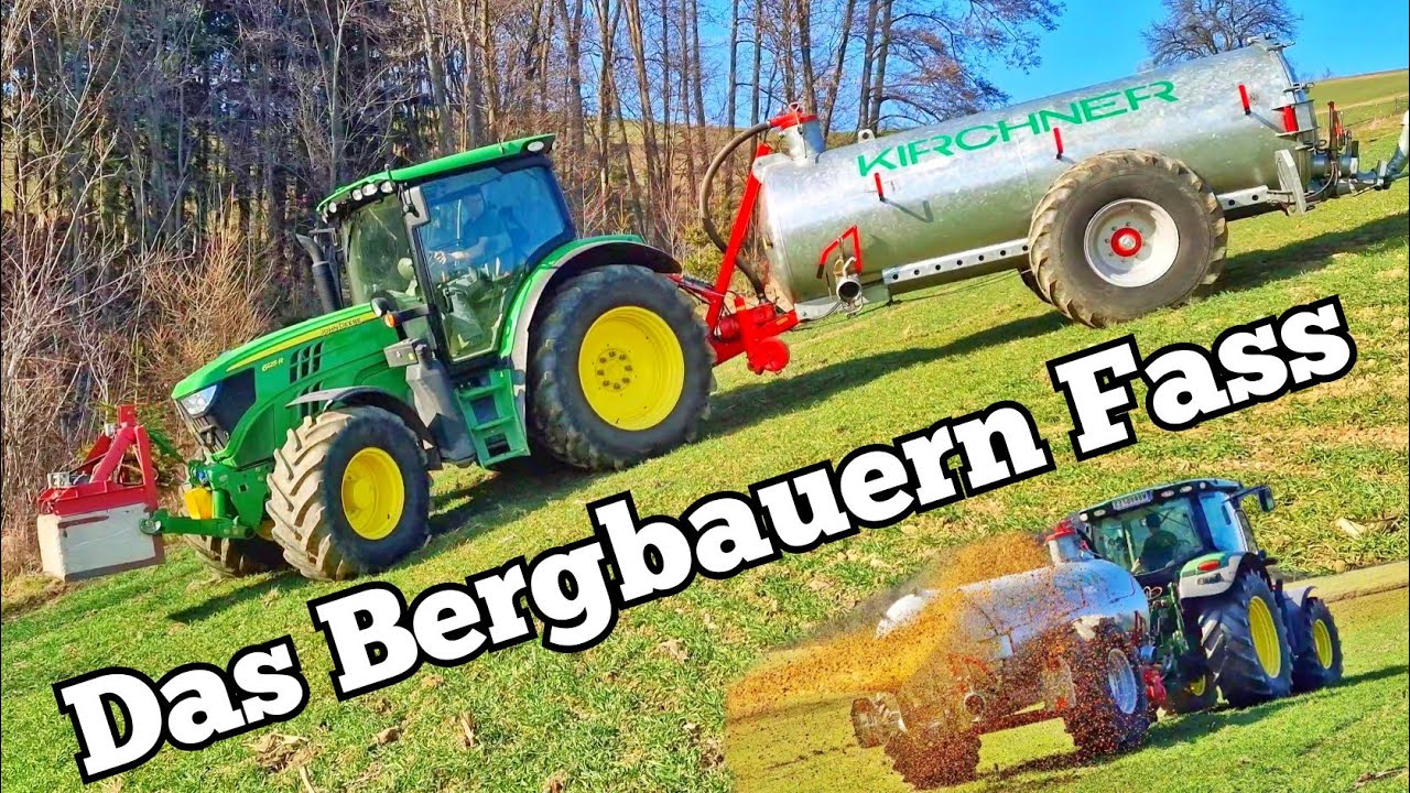 John Deere mit 6000 Liter Gülle am Hang